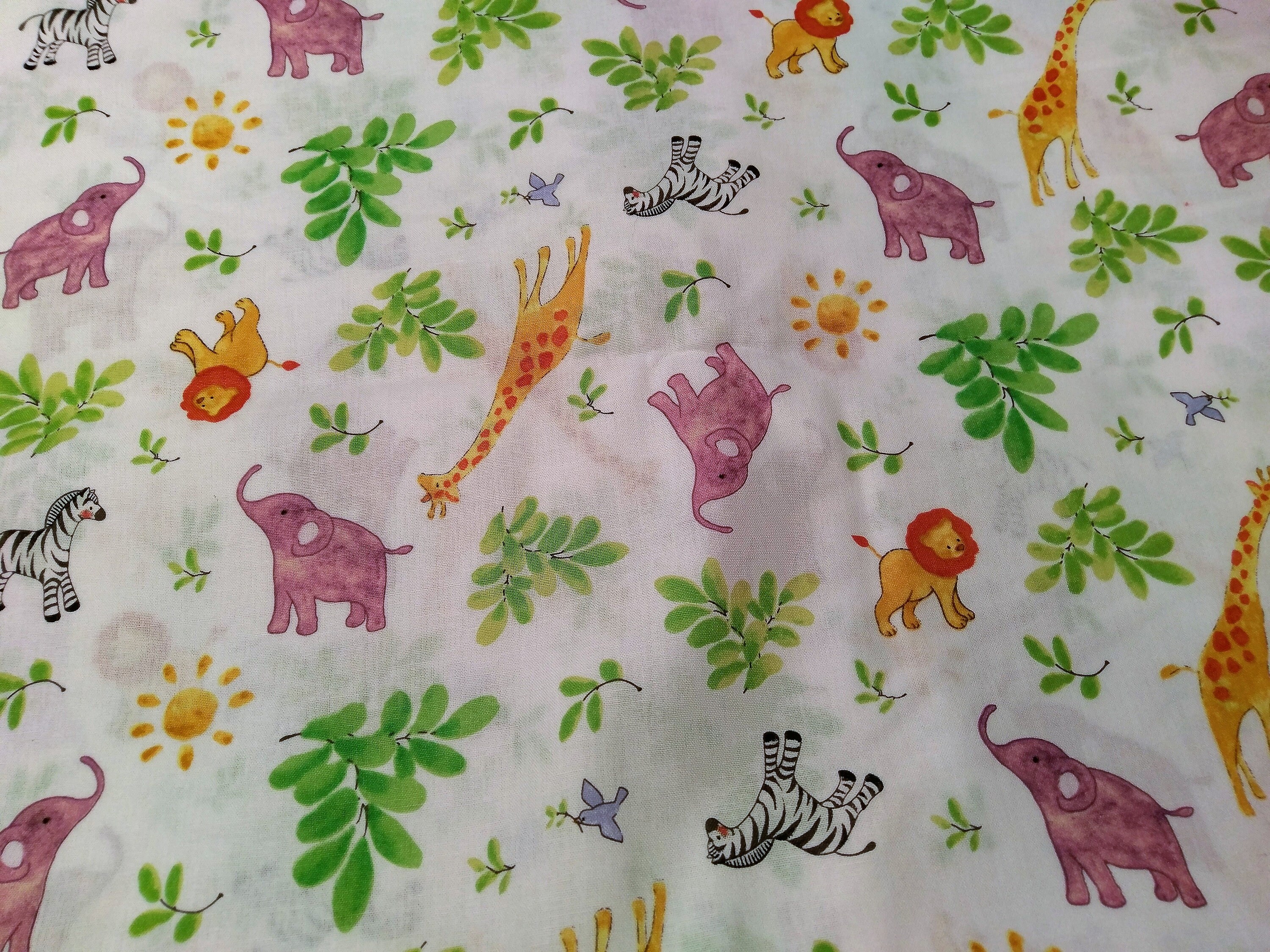 Safari Zoo Animal Cotton Fabric Nursery Fabric Zebra Etsy
