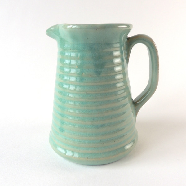 Zanesville Stoneware Company Vintage Pitcher Shape #D-26 Gloss Aqua 5 Inches