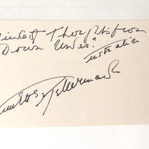 May include: A white card with black ink. The card has the text "Vice of the Professor "Down Under" Australia" and a signature that reads "Walter J.  Sillerman".