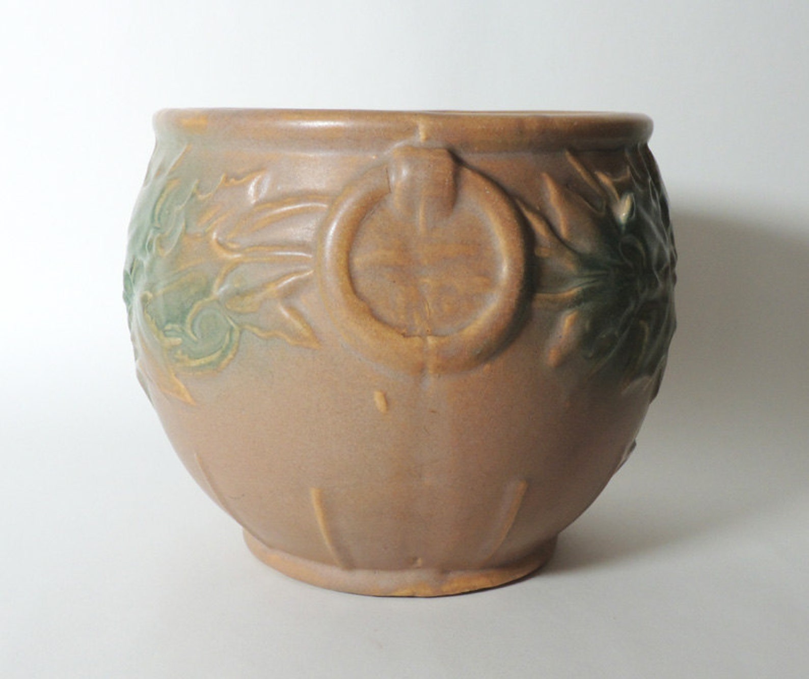 McCoy Large Jardiniere Planter Holly Pattern in Matte Green | Etsy