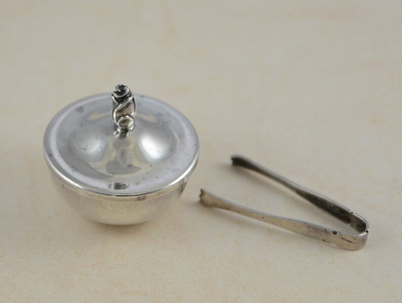 Vintage Plummer Ltd Sterling Silver Sugar Bowl with Lid and Tongs Collectible Great Gift