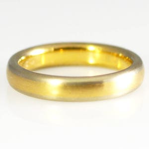 14K Yellow and White Solid Gold Two Tone Satin/Brushed Band Size 7