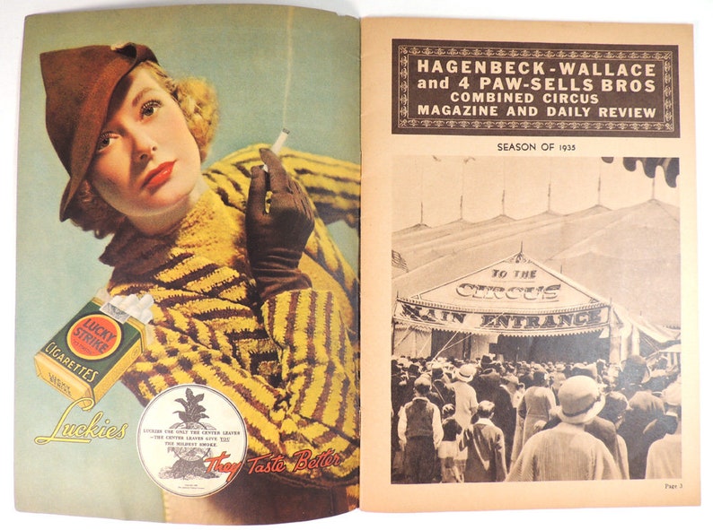1935 Circus Program Hagenbeck-Wallace and 4 Paw-Sells Bros Circus Magazine and Daily Review