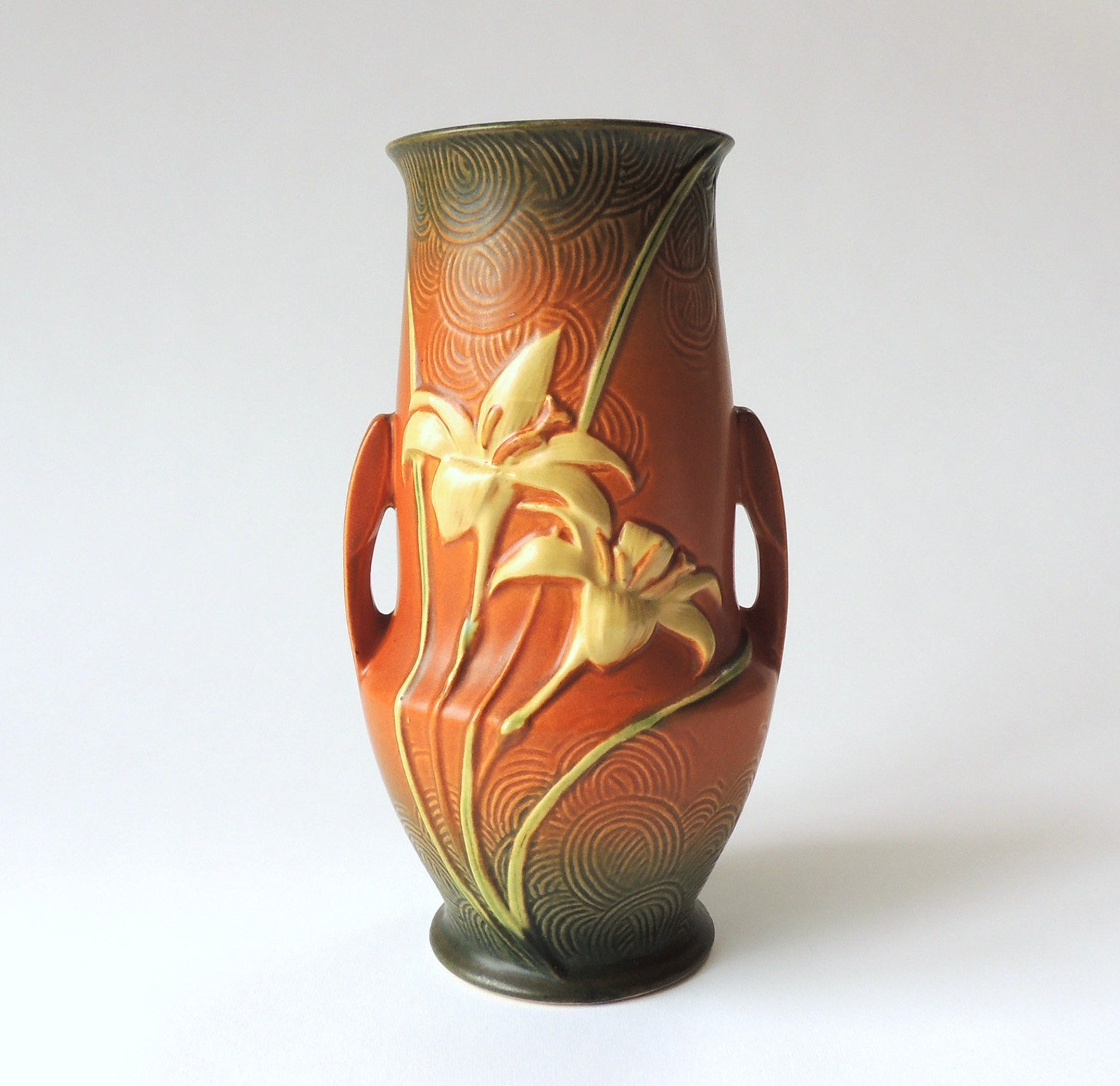 Roseville Pottery Zephyr Lily 10 Inch Tall Vase 13810 Etsy