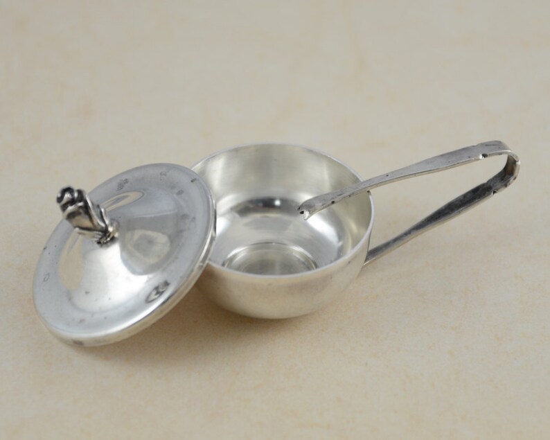 Vintage Plummer Ltd Sterling Silver Sugar Bowl with Lid and Tongs Collectible Great Gift