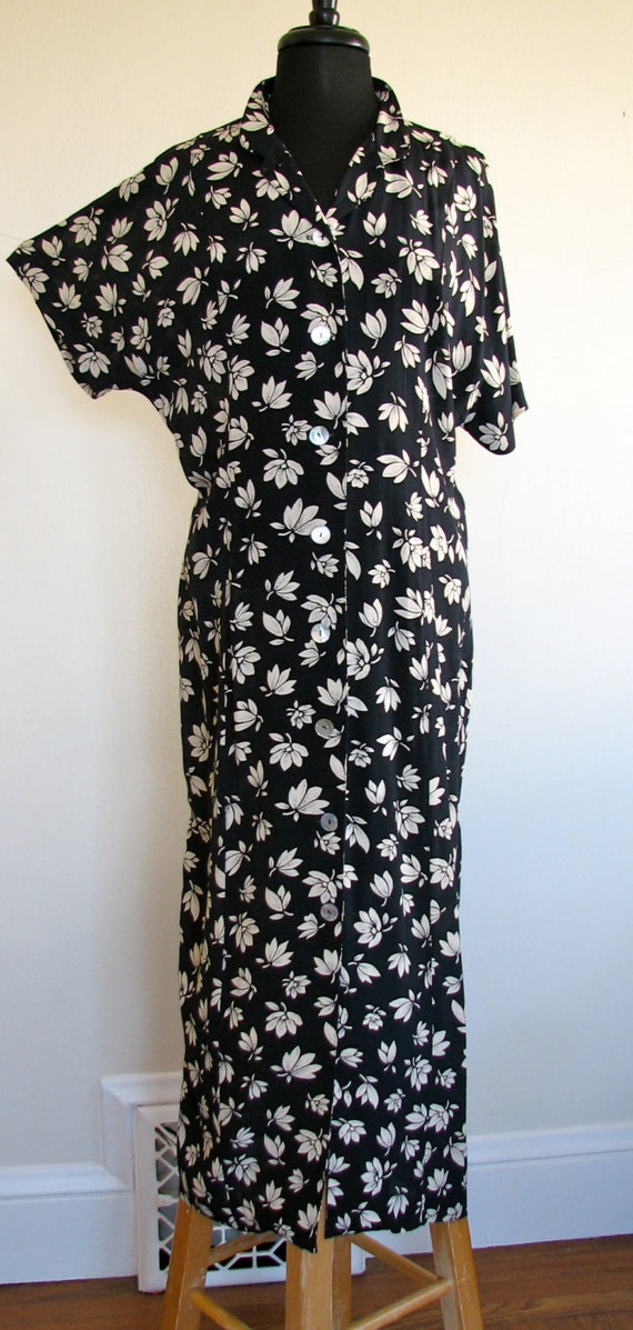 90s does 1930s-1940s dress - black and white pure… - image 1