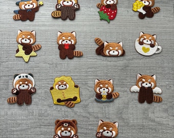 Self-Adhesive Red Panda Patch, Fuzzy Sticker, Planner Sticker, Notebook decor, Journal Sticker, Red Panda