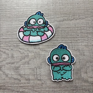 Hello Kitty Sticker Patch, Hangyodon Patch, Fuzzy Sticker, Planner Sticker, Sanrio patch, Notebook decor, Journal Sticker