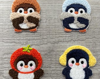 Penguin Patch, Iron-on, Fuzzy Sticker, Planner Sticker, Notebook decor, Journal Sticker, Pesto