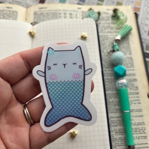 Cat Mermaid, Purrmaid Sticker,  Cute Cat, Planner Sticker, Mermaid Art