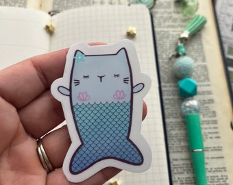 Cat Mermaid, Purrmaid Sticker,  Cute Cat, Planner Sticker, Mermaid Art