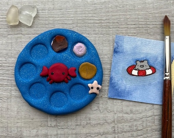 Palette d'aquarelles, étui de peinture aquarelle, demi-casseroles, encrier, boîte de peinture