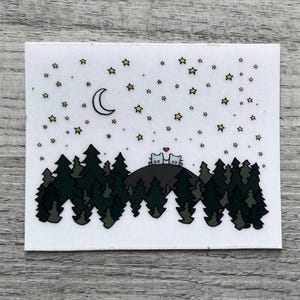 Sticker Stars and Mountain - Plannersticker - wandelen - schattige muis, valentijn, jubileum - doorzichtige sticker - berg