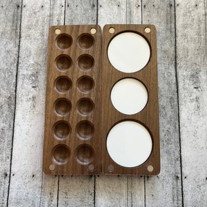 Wooden Paint Palette - Travel Paint Palette - Empty Paint Palette - Mini Palette - Travel Portable Painting Supplies - Wells