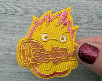 Calcifer-lapp, suddig klistermärke, planerarklistermärke, anteckningsboksdekor, dagboksklistermärke, Totoro, söt eldlapp, Iton-on
