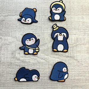 Söt pingvinlapp, suddig klistermärke, planeringsklistermärke, anteckningsboksdekor, journalklistermärke, pesto, kawaii