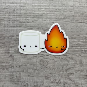 Marshmallow Sticker, Fire Sticker - Campfire Sticker, Camping Art, Kawaii - Planner Sticker -  Art - Cute Love Sticker