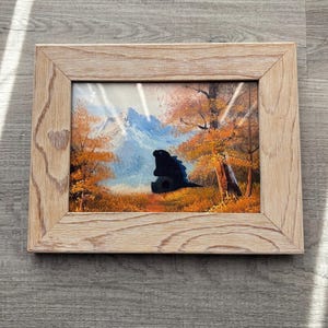 Op Godzilla geïnspireerd genieten van de natuur Print met lijst - schattig schilderij - dinosaurusschilderij - geüpcycleerde kunst - unieke kunst