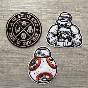 Parche bordado inspirado en The Mandalorian de Star Wars, pegatina para agenda, decoración de cuaderno, pegatina para diario, Star Wars, Stormtrooper, BB-8