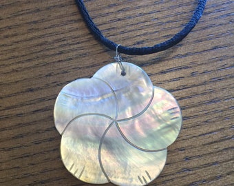 Vintage Shell Necklace on Adjustable Silk Cord