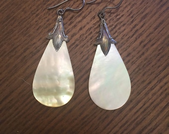 Sterling Silver and Shell Dangle Earrings