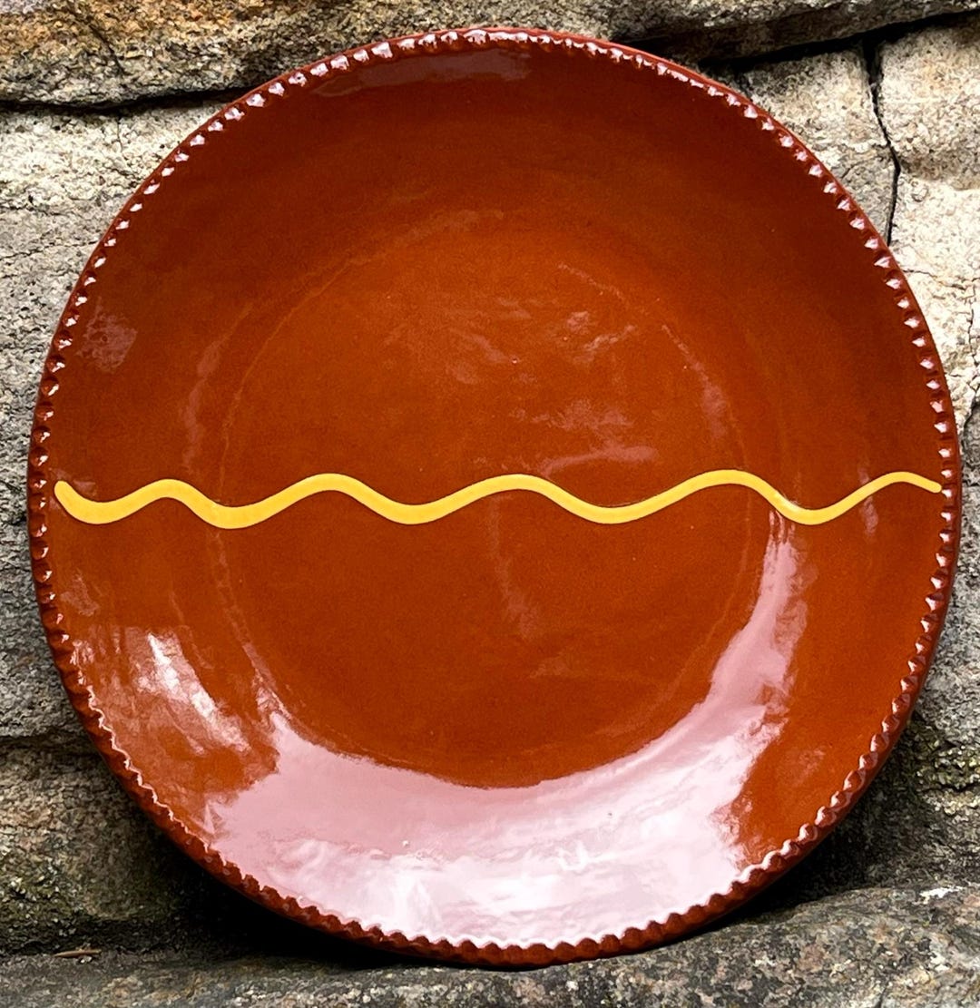 Just a Wiggle - 9 Inch Slipware Dish - Pennsylvania German Redware ...