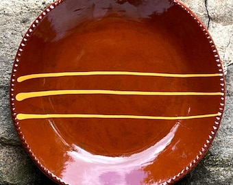 Handmade Pennsylvania German Redware Plate – 10