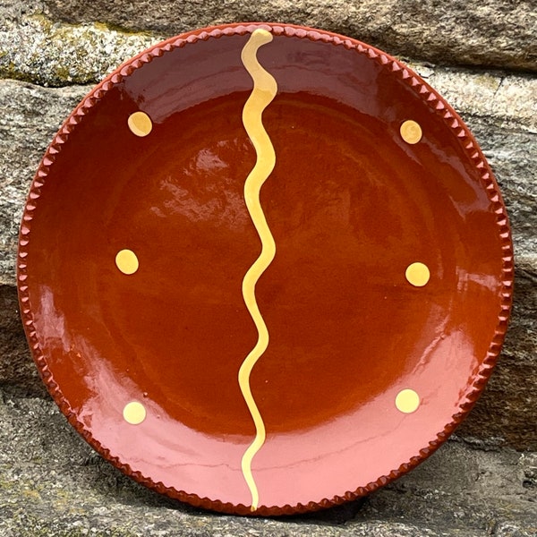 Redware! 9 inch Slipware Plate - Pennsylvania German Pottery by Denise Wilz - SP809