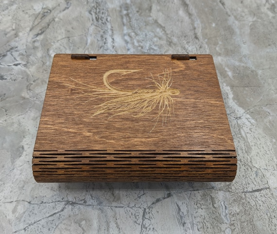 Fly Box Laser Engraved With Living Hinge Dry Fly 