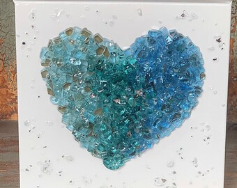 Blue Ombré Glass Heart