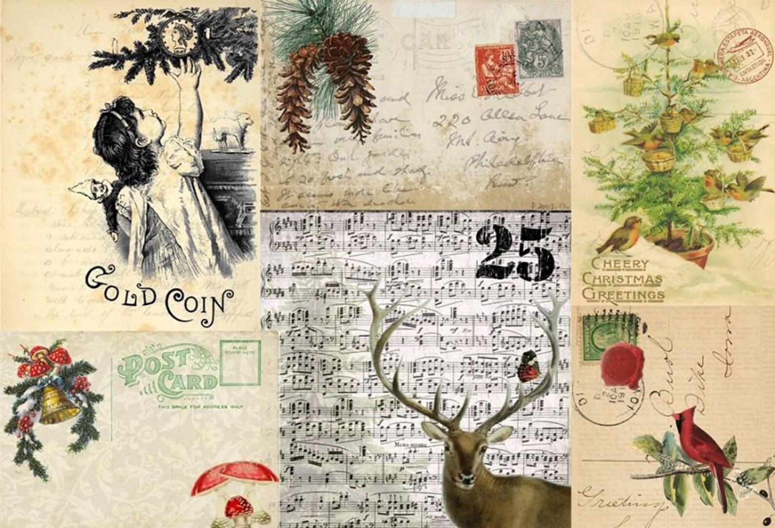 Roycycled Treasures Decoupage PaperChristmas Blocks Etsy