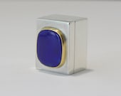 Tiny Sterling Silver and 22K Gold Box With Natural Lapis Lazuli Gemstone, Small Treasure Box