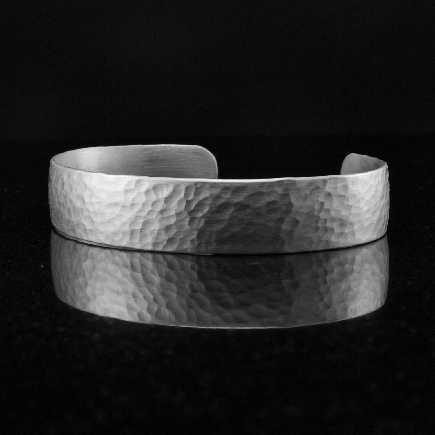 Hammered Sterling Silver Cuff Bracelet for Men or Women Domed Cuff Bracelet Chunky Wide Silver