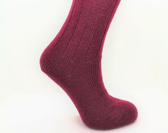 100% Pure Shetland Wool Bed Socks - Cherry Pink