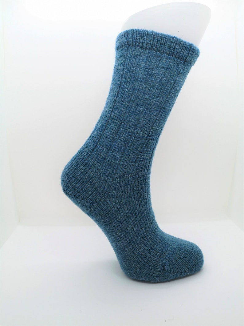 100 Pure Shetland Wool Bed Socks Seabright Blue Etsy