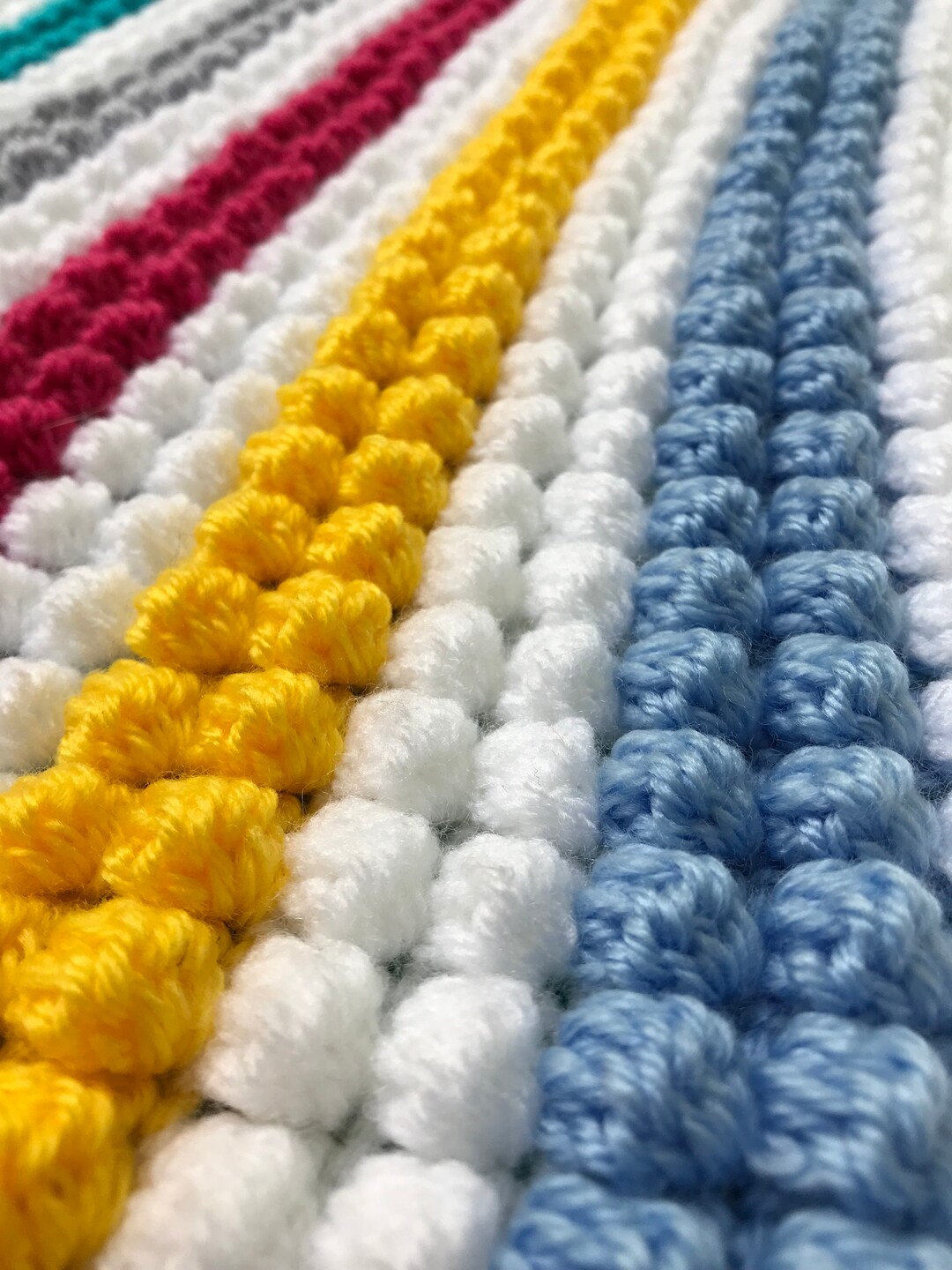 Bobble Rainbow Blanket Striped Blanket Throw Housewarming Etsy