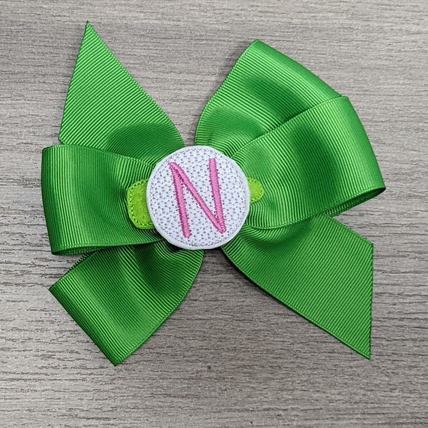 Girls 2 in 1 Golf Ball Themed Hair Bow • Sports Ball Clip Barrette • Stacked Grosgrain Ribbon Hairbow • Felt Clippie • Pony Holder Accessory