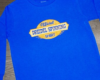 Boys Hanukkah Shirt • Girls Official Dreidel Spinning Tshirt • Blue Yellow Tee • Jewish Holiday • Festival of Lights • Custom Name Applique