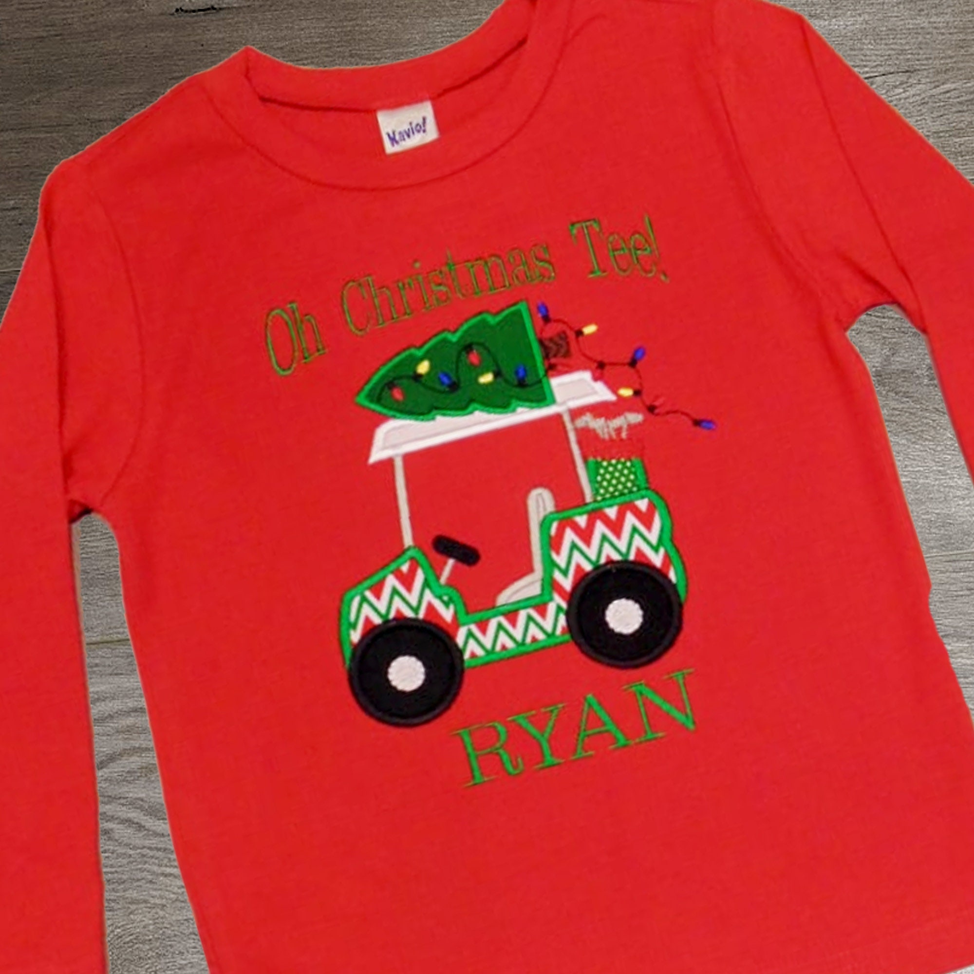 Boys Christmas Shirt Holiday Golf Cart 