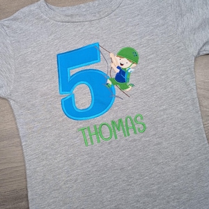 Grip It and Rip It! Boys Rock-Climbing Birthday Shirt - Custom Sewn Name & Number Adventure Tee for Your Little Climber