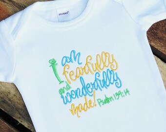 Embroidered Baby Bodysuit • Psalm 139:14, Christian Infant Apparel