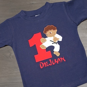 HI-YAH Boys Karate Birthday Shirt - Custom Embroidered Name & Number Martial Arts Tee for Your Board-Breaking Champ