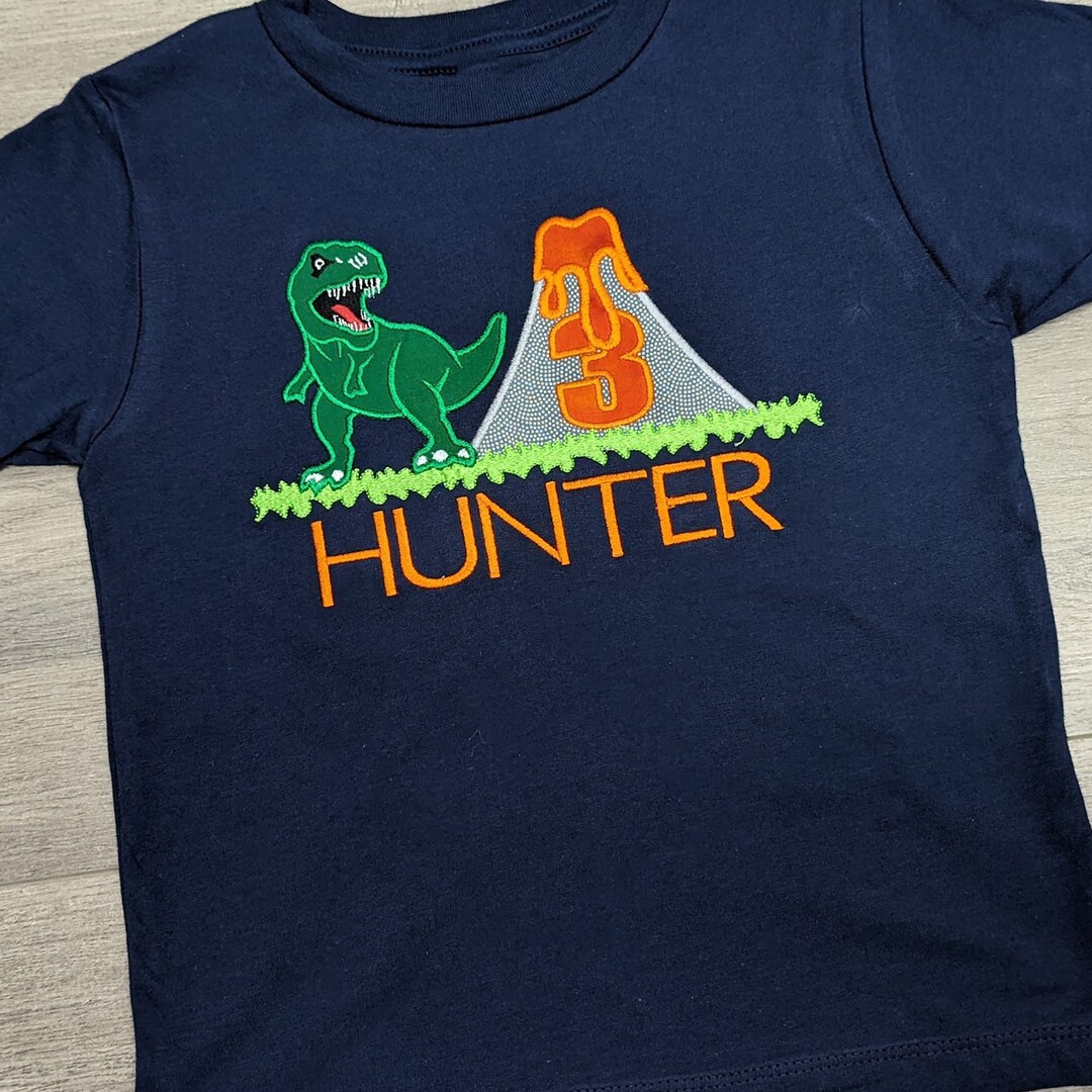 Boys Dinosaur Shirt Boy Dino Birthday Top Green Trex Tyrannosaurus Rex