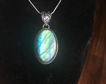 Labradorite SALE: Labradorite Pendant-Labradorite Pendant Necklace-Blue Labradorite Pendant Necklace-Labradorite-Blue Labradorite