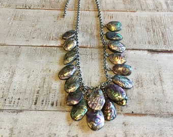 Adjustable Handmade Natural Abalone Shell Necklace - Natural Abalone Shell Pendant Necklace - Abalone Shell Necklace