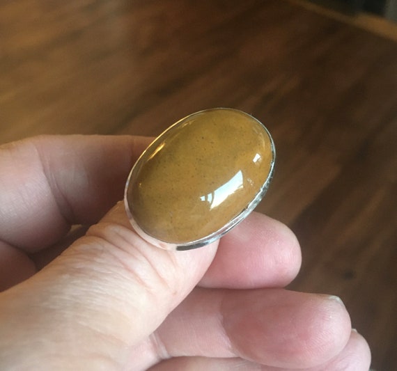 Rare Ghost Eye Jasper Gemstone Ring - Shinny Ghost Eye Jasper Ring - Beautiful Ghost Eye Jasper Gemstone Ring - Jasper Ring Size 8.75