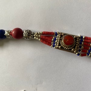 Vintage Tibetan Jewelry Set – Coral, Turquoise Necklace, Bracelet & Earrings image 8