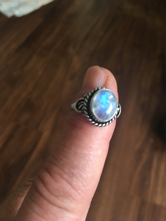 Moonstone SALE: Rainbow Moonstone Ring Size 7.5 - 