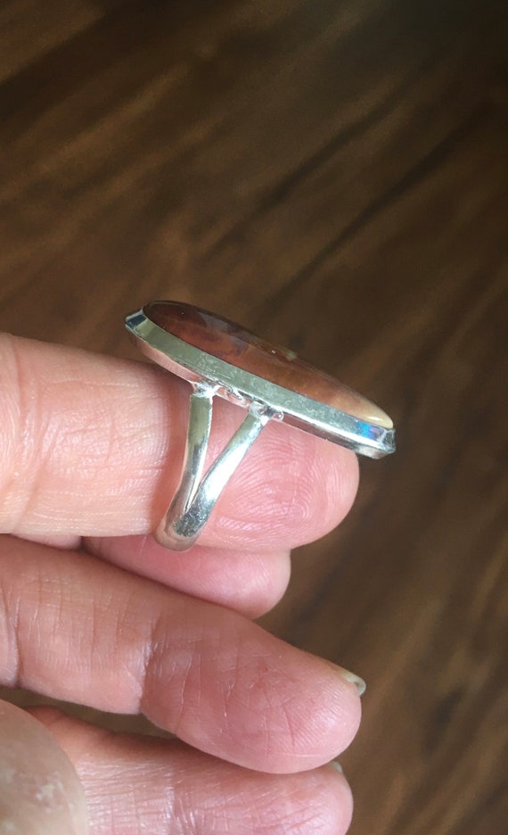 Vintage Imperial Jasper Teardrop Silver Ring - Ja… - image 6