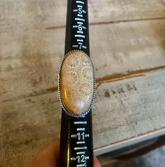 Multi Color Teardrop Fossil Coral Ring  - Fossil … - image 6